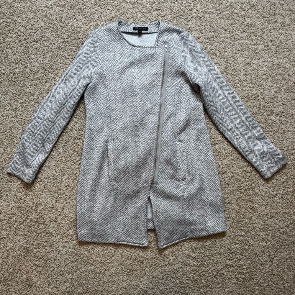 Banana Republic Pea Coat Fleece Jacket Light Grey White Size Small